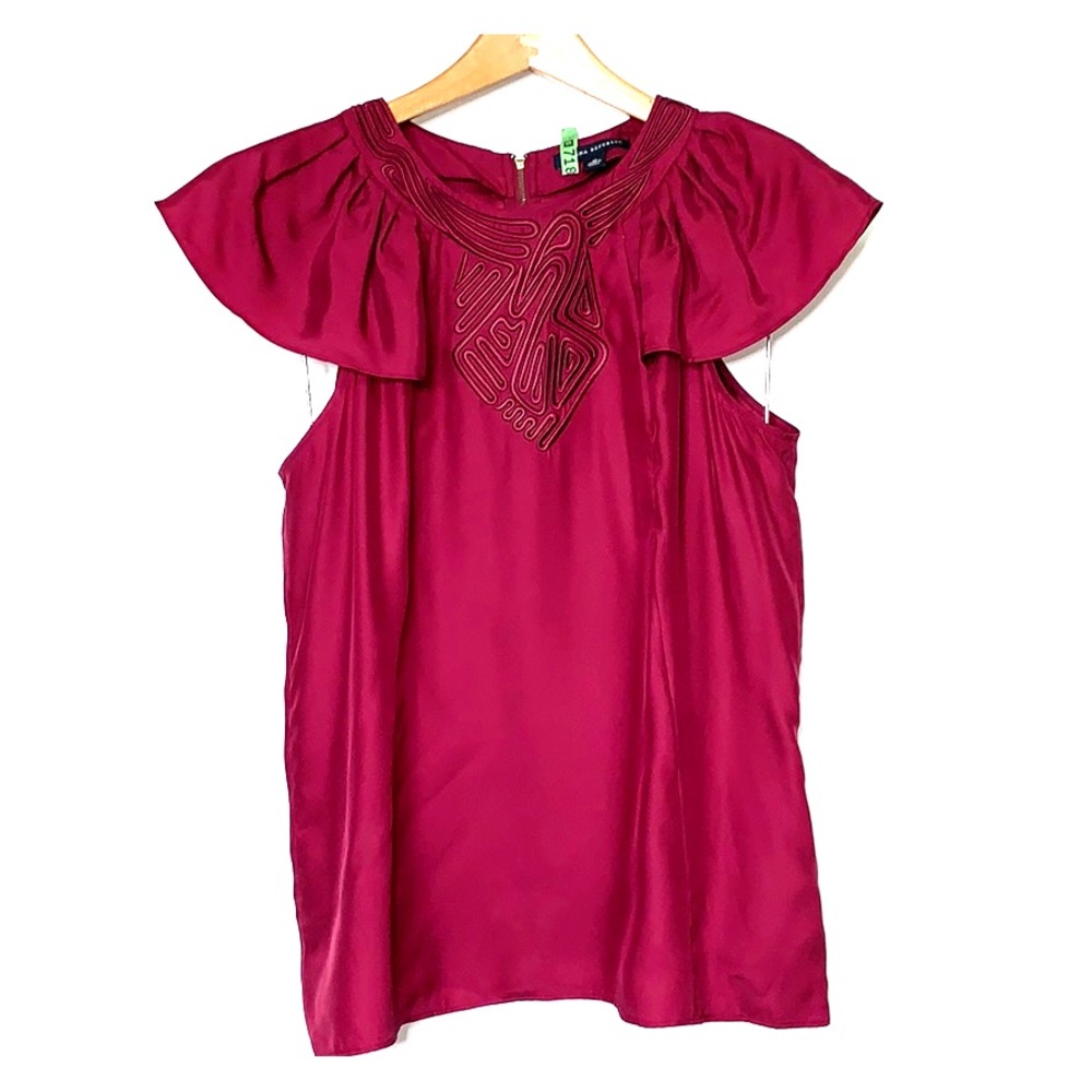 BANANA REPUBLIC Plum 100% Plum Ruffle Shoulder Top
